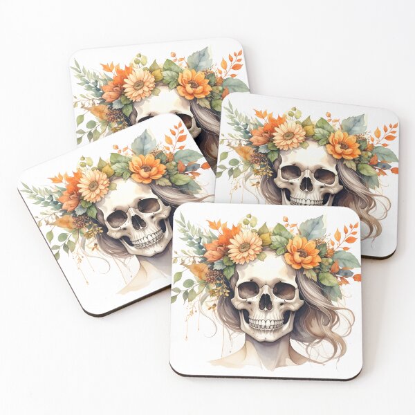Item preview, SKULL WITH FLOWER CROWN designed and sold by cubiask.
