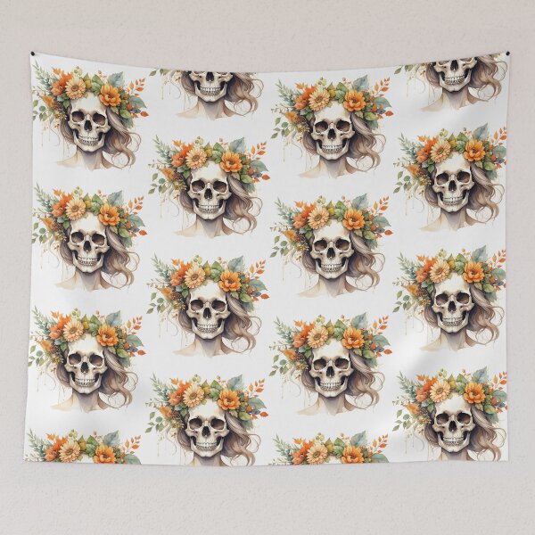 Item preview, SKULL WITH FLOWER CROWN designed and sold by cubiask.