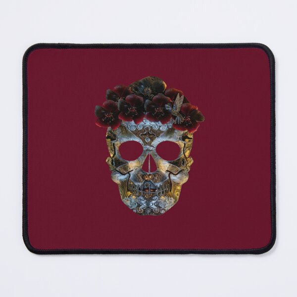 Item preview, Metal Mask Skull t-shirt, silver skull Red Flower sticker, silver skuil iphone case designed and sold by Folk and Flux.