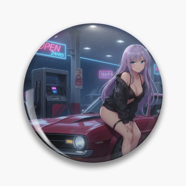 Item preview, Waifu with Pro Touring Muscle Car – Neon Gas Station Anime designed and sold by GerwantSHOP.