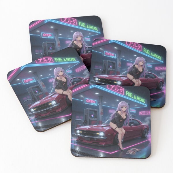 Item preview, Waifu with Pro Touring Muscle Car – Neon Gas Station Anime designed and sold by GerwantSHOP.