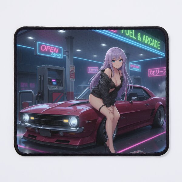 Item preview, Waifu with Pro Touring Muscle Car – Neon Gas Station Anime designed and sold by GerwantSHOP.