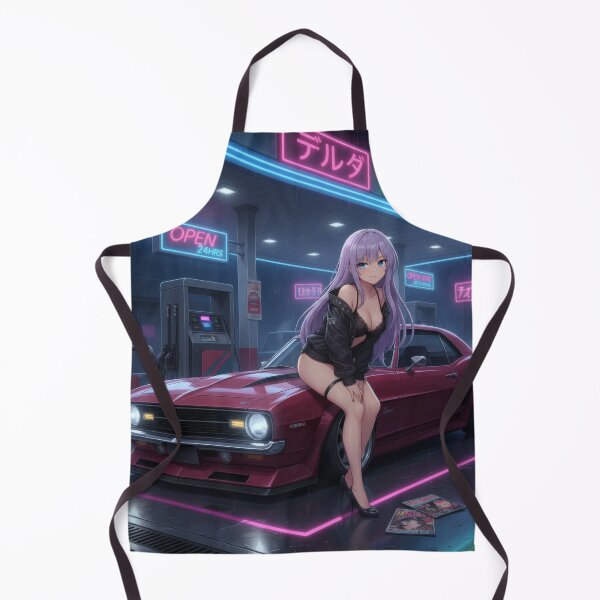 Item preview, Waifu with Pro Touring Muscle Car – Neon Gas Station Anime designed and sold by GerwantSHOP.