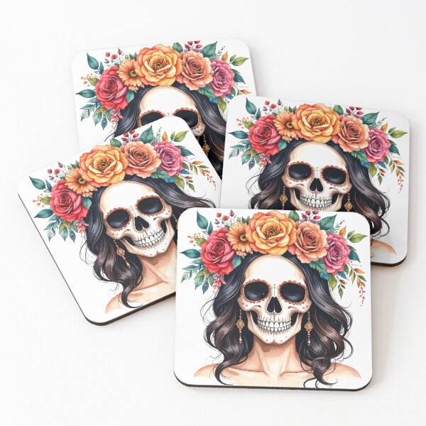 Item preview, SKULL WITH FLOWER CROWN designed and sold by cubiask.