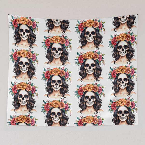 Item preview, SKULL WITH FLOWER CROWN designed and sold by cubiask.
