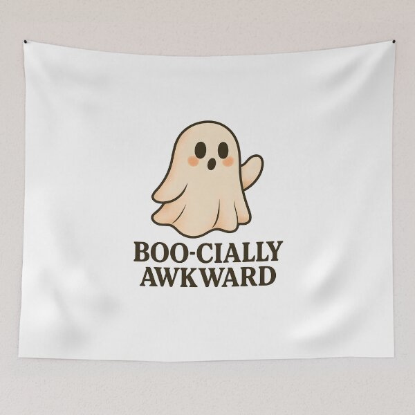 Item preview, Boo-cially Awkward – Cute Funny Ghost Introvert Halloween Meme Design designed and sold by Cat & Coffee Studio.