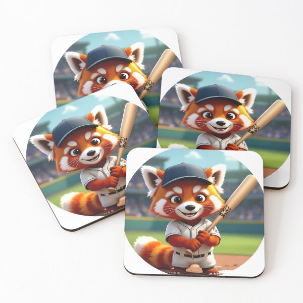 Item preview, cute red panda baseball player colorful cartoon character designed and sold by SmashingDeals.