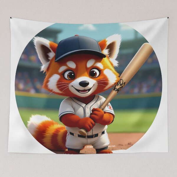 Item preview, cute red panda baseball player colorful cartoon character designed and sold by SmashingDeals.