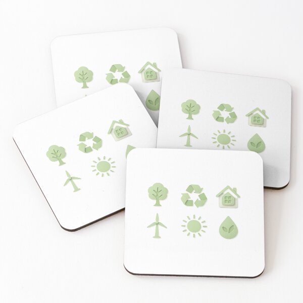 Item preview, Eco icon set including tree, recycle symbol, house, windmill, sun, drop, AI generated designed and sold by dvoevnore.