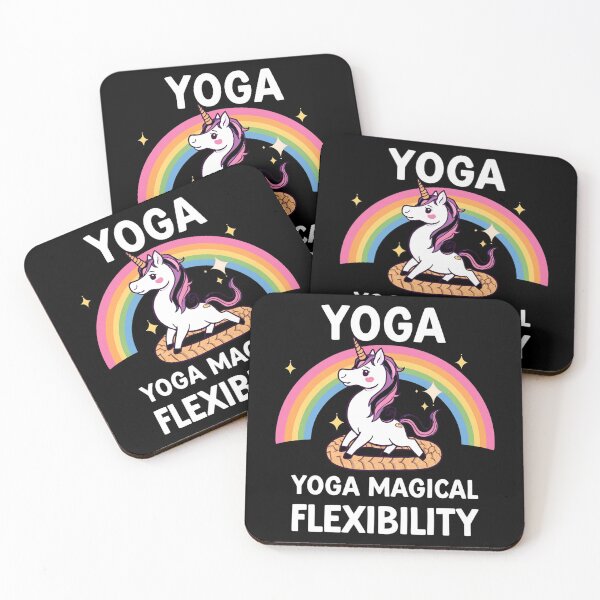 Item preview, Unicorn doing yoga pose and rainbow aura shining, Magical Flexibility 3 designed and sold by Neon G.