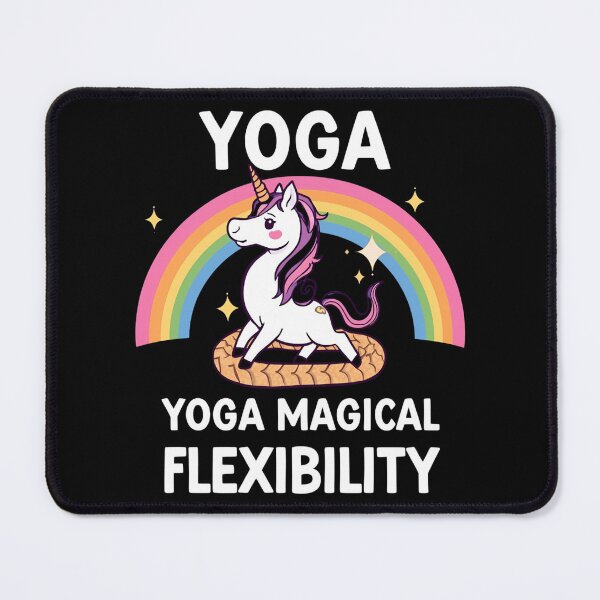 Item preview, Unicorn doing yoga pose and rainbow aura shining, Magical Flexibility 3 designed and sold by Neon G.