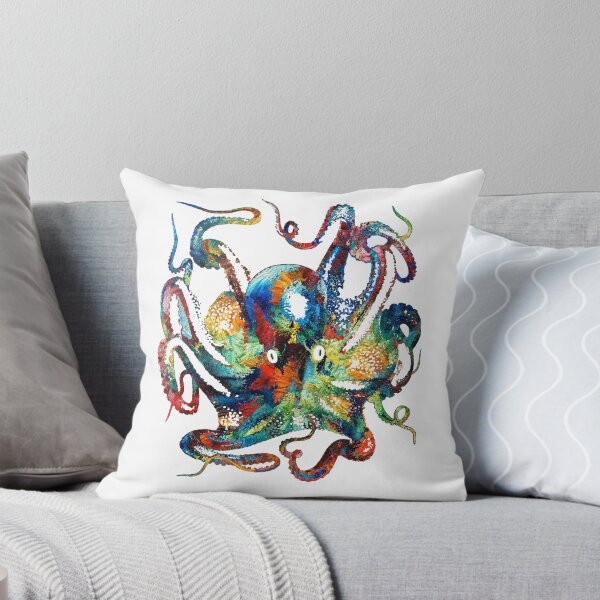 Item preview, Colorful Octopus On White Beach Art designed and sold by Sharon Cummings Art.
