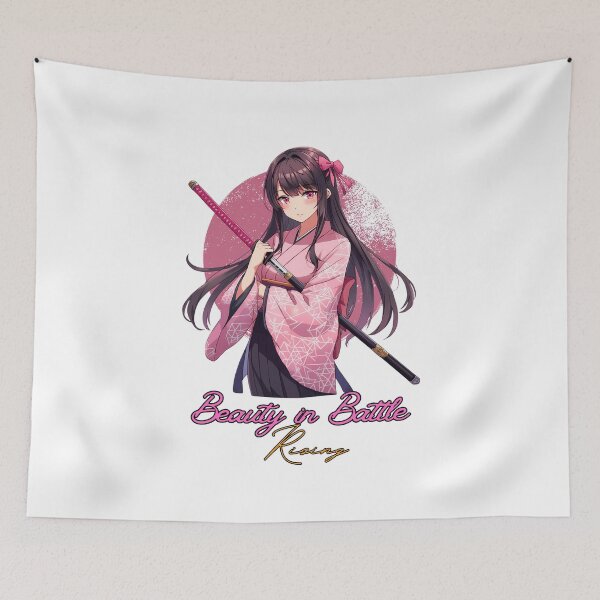 Item preview, Anime Samurai Butterfly Girl – Katana Warrior & Inspirational Quote designed and sold by lamiarte.