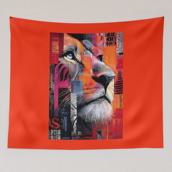 Item preview, Fragmented Roar - Vibrant Digital Lion Portrait with Bold Colors and Textures designed and sold by OlfactoART Studio.