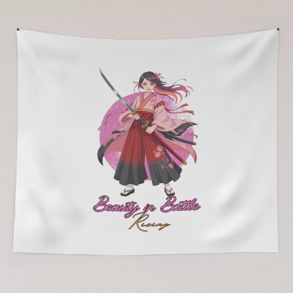 Item preview, Anime Samurai Butterfly Girl – Katana Warrior & Inspirational Quote designed and sold by lamiarte.