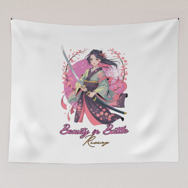 Item preview, Anime Samurai Butterfly Girl – Katana Warrior & Inspirational Quote designed and sold by lamiarte.