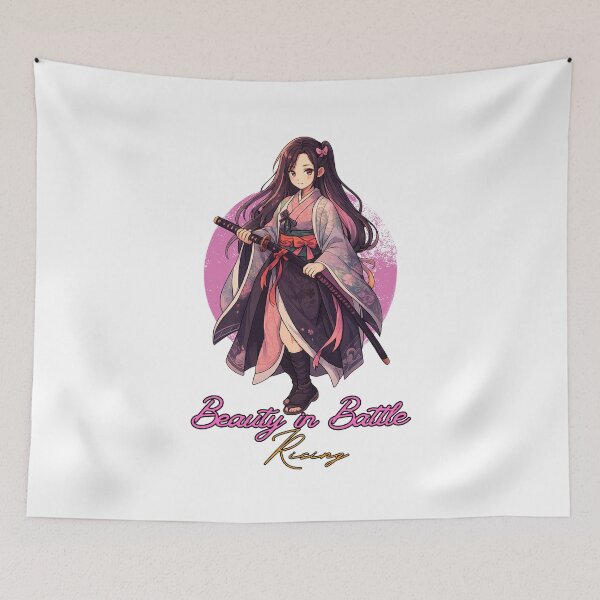 Item preview, Anime Samurai Butterfly Girl – Katana Warrior & Inspirational Quote designed and sold by lamiarte.