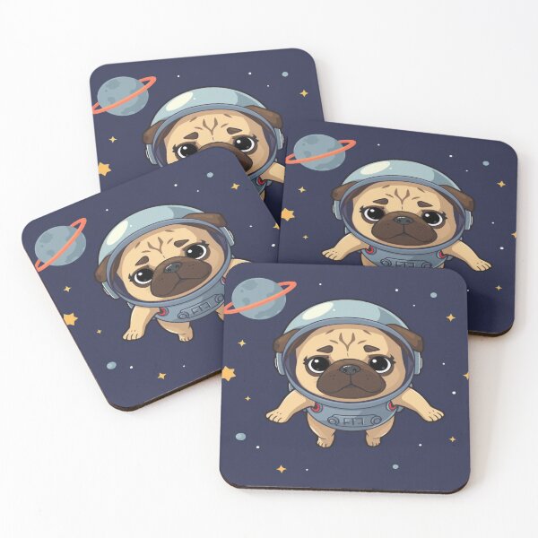 Item preview, Funny cartoon-style pug dog wearing astronaut designed and sold by Artshopprivate.