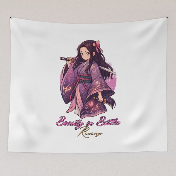Item preview, Anime Samurai Butterfly Girl – Katana Warrior & Inspirational Quote designed and sold by lamiarte.