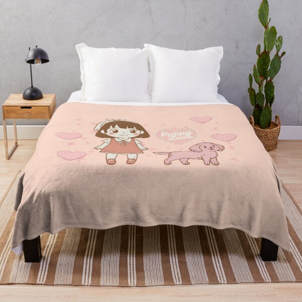 Item preview, Cute Girl with Puppy designed and sold by ThrowPillows.