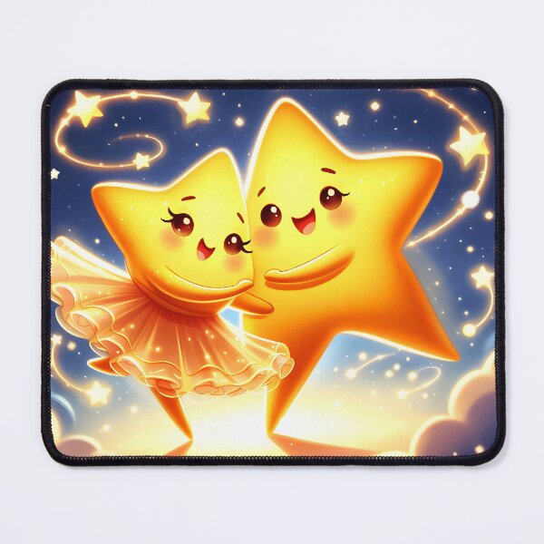Item preview, Dancing Stars Couple – Fantasy Cartoon Ballerinas on Clouds designed and sold by EmeraldeaArt.