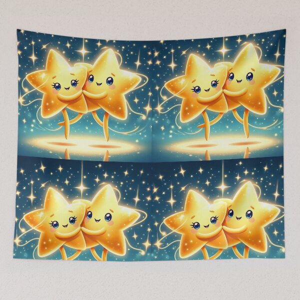 Item preview, Dancing Star Couple – Cartoon Fantasy on Sparkling Reflection designed and sold by EmeraldeaArt.