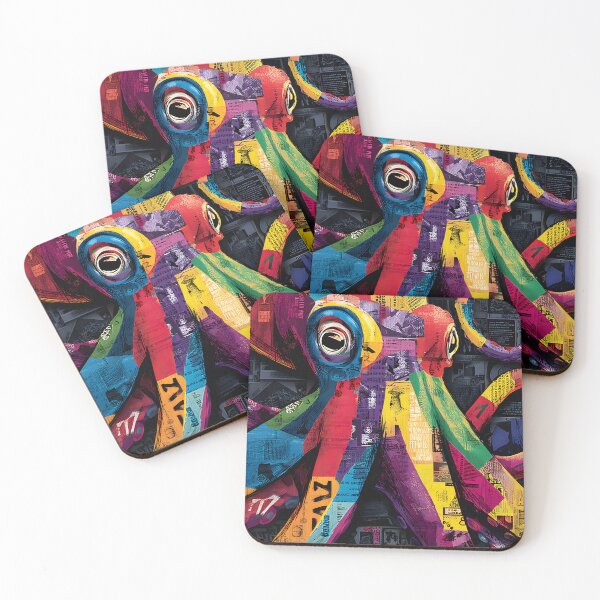 Item preview, Protect the Oceans - Vibrant Paper-Cut Octopus Amid Layered Text and Imagery designed and sold by OlfactoART Studio.