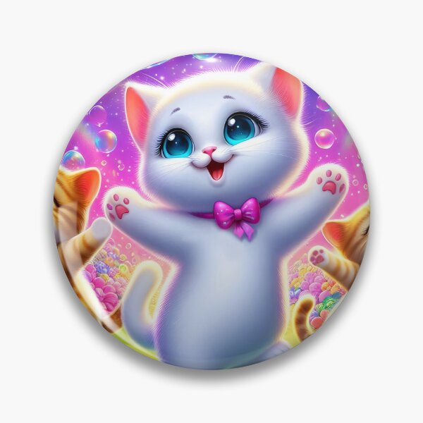 Item preview, Joyful Dancing Kittens – Among Iridescent Bubbles and Flowers designed and sold by EmeraldeaArt.