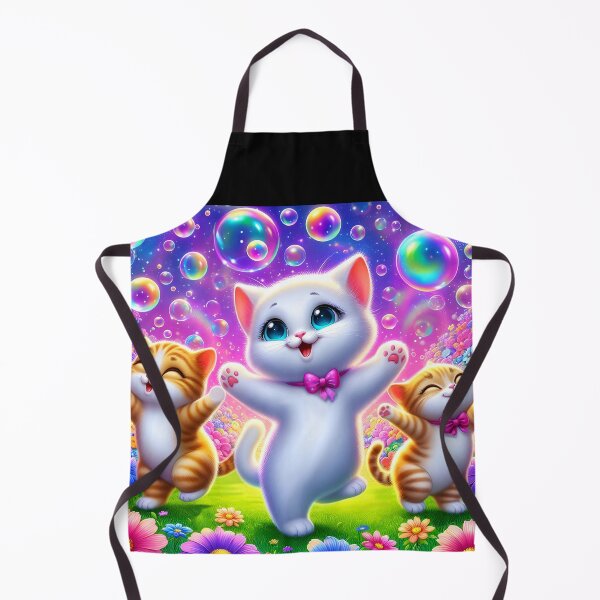 Item preview, Joyful Dancing Kittens – Among Iridescent Bubbles and Flowers designed and sold by EmeraldeaArt.