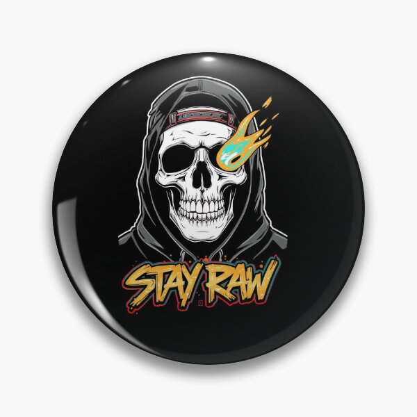 Artikelvorschau, Stay Raw Skull Hoodie Streetwear T-Shirt | Auffälliges urbanes Grafikdesign entworfen und verkauft von ZYNORAworld.