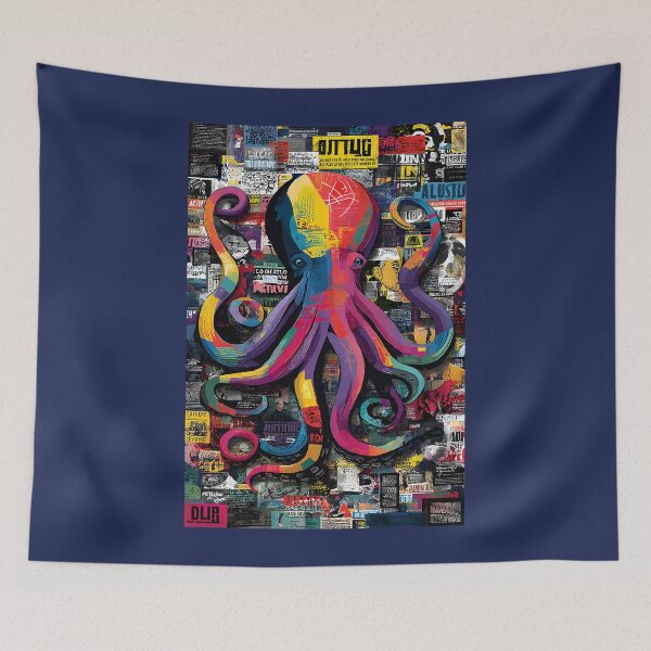 Item preview, Champion Marine Life - Striking Octopus Design Against Chaotic Textured Background designed and sold by OlfactoART Studio.