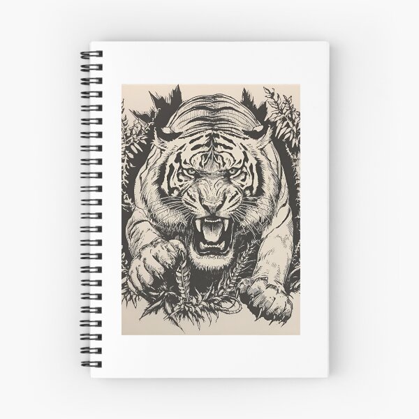 Item preview, Jumping tiger black and white designed and sold by Kara-Lina.