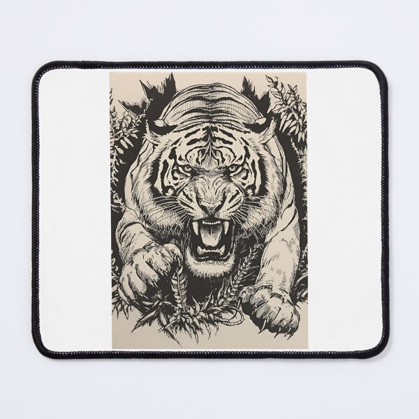 Item preview, Jumping tiger black and white designed and sold by Kara-Lina.