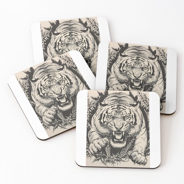 Item preview, Jumping tiger black and white designed and sold by Kara-Lina.