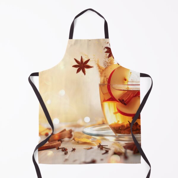 Item preview, Autumn tea with apple slices, cranberries, spices, falling ingredients in cup, AI generated designed and sold by dvoevnore.