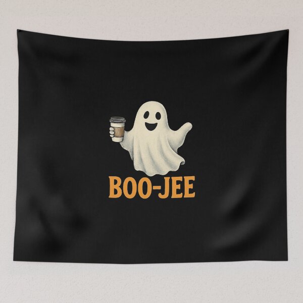 Item preview, BOO-JEE Funny Ghost Halloween Coffee Lover T-Shirt Design designed and sold by KrissGraphShop.