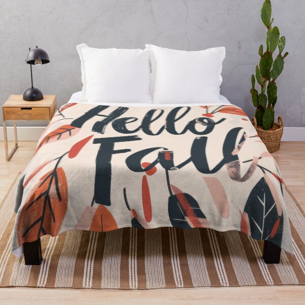 Item preview, Autumn greeting card with colorful leaves and text hello fall, AI generated designed and sold by dvoevnore.