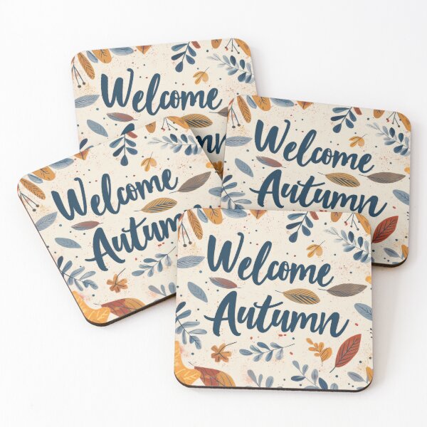 Item preview, Fall greeting card with colorful leaves and text Welcome Autumn, AI generated designed and sold by dvoevnore.