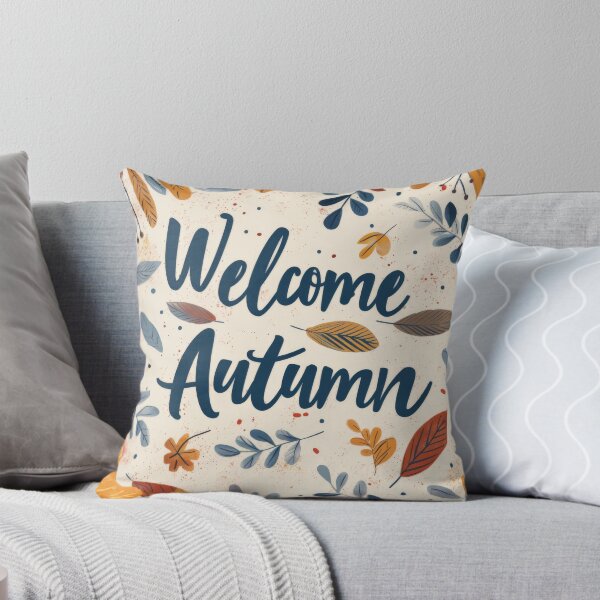Item preview, Fall greeting card with colorful leaves and text Welcome Autumn, AI generated designed and sold by dvoevnore.