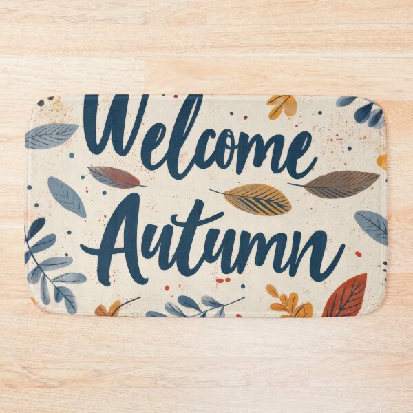 Item preview, Fall greeting card with colorful leaves and text Welcome Autumn, AI generated designed and sold by dvoevnore.