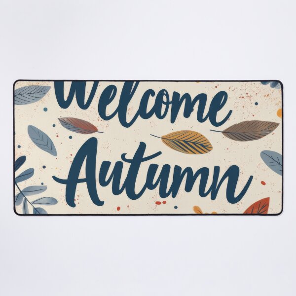 Item preview, Fall greeting card with colorful leaves and text Welcome Autumn, AI generated designed and sold by dvoevnore.