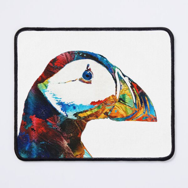 Item preview, Colorful Puffin On White Bird Art designed and sold by Sharon Cummings Art.