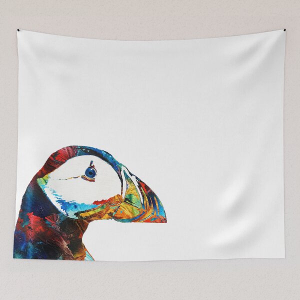 Item preview, Colorful Puffin On White Bird Art designed and sold by Sharon Cummings Art.
