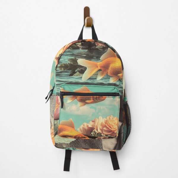 Item preview, Surreal Portrait With Goldfish Flowers And Ocean Background designed and sold by Jirka Svetlik, Studio Illuvision.