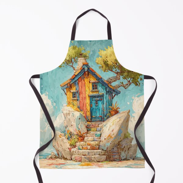 Item preview, Surrealist Seaside Cottage – Whimsical Fantasy House Art designed and sold by Moss and Moon Studio.