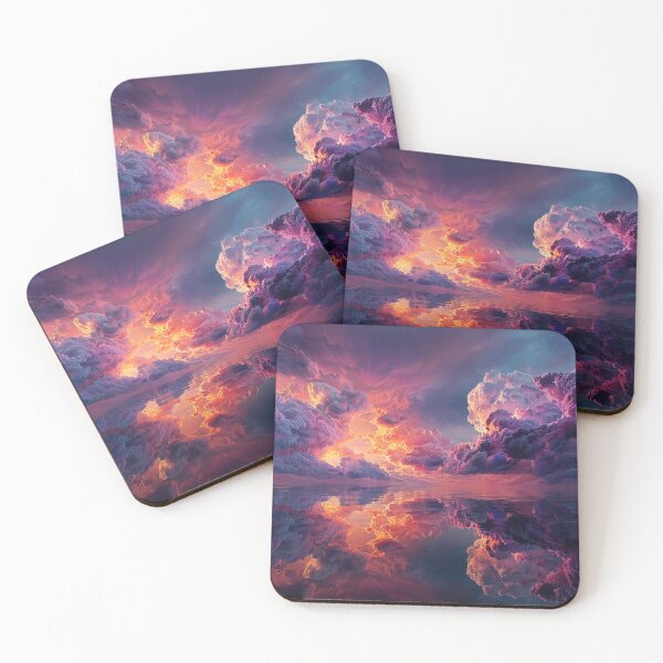 Item preview, Surreal Dramatic Clouds With Fiery Sunset Reflected In Water designed and sold by Jirka Svetlik, Studio Illuvision.