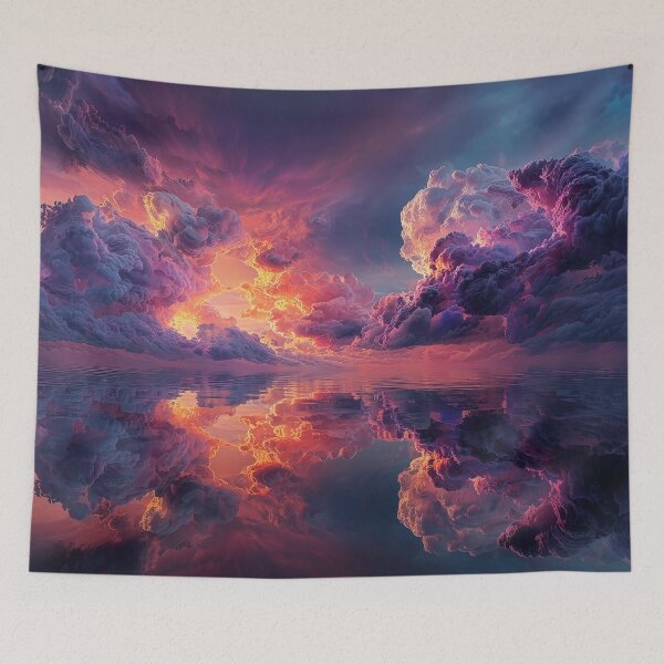 Item preview, Surreal Dramatic Clouds With Fiery Sunset Reflected In Water designed and sold by Jirka Svetlik, Studio Illuvision.