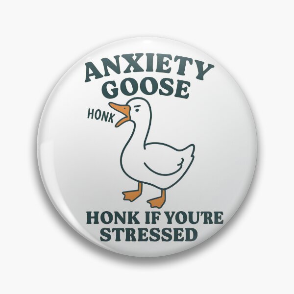 Artikelvorschau, Anxiety Goose – Honk if You’re Stressed | Funny Goose Meme Sticker & Kawaii Animal Design entworfen und verkauft von Cat & Coffee Studio.