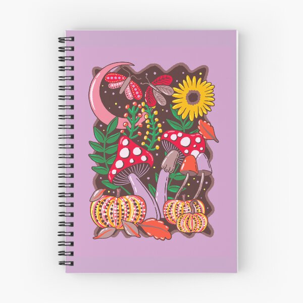 Item preview, Colorfall Season Hero Design | Pink Moon with Mushrooms, Moths, Pumpkins & Falling Leaves, Mystical Autumn Illustration designed and sold by indysign.