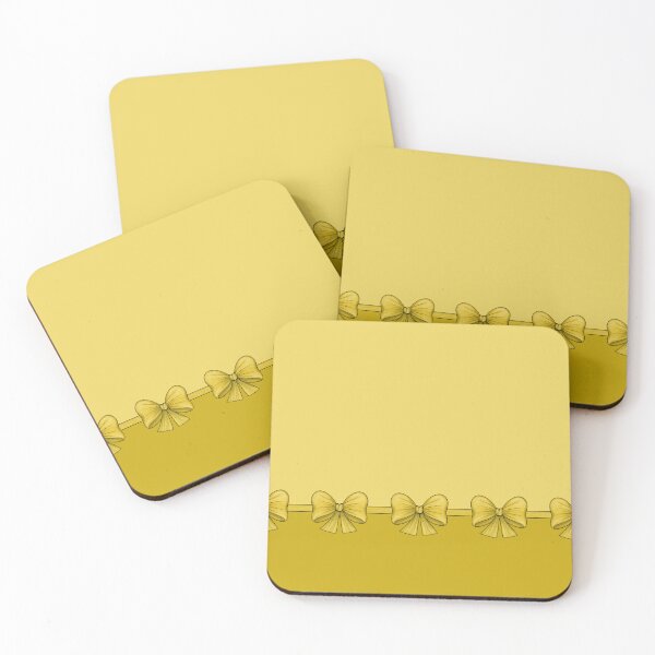 Item preview, Yellow bows on a ribbon that divides the background into light yellow and rich yellow designed and sold by Cherevan.
